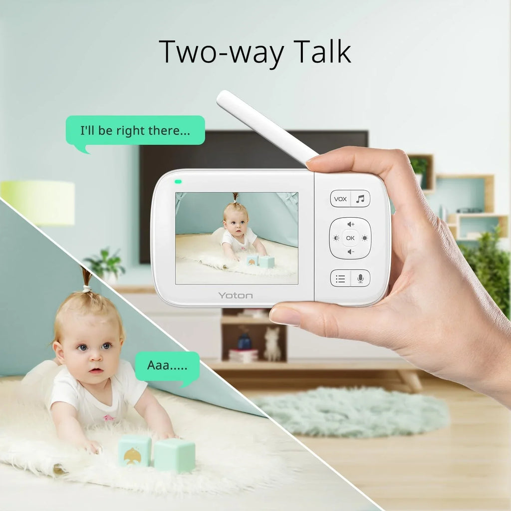 Yoton Baby Monitor with Camera, Unit LCD Screen Home Security, 2.4GHz Wireless Digital Transmission, VOX Mode, Temperature Sensor, Night Vision, 8 Lullabies, Two Way Talk
