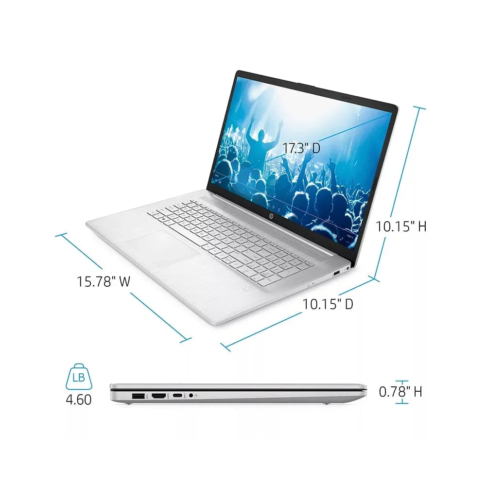 HP 2021 17.3" FHD IPS Laptop Computer, 11th Generation Intel Core i7-1165G7, 32GB RAM, 1TB PCIe SSD, Backlit Keyboard, Intel Iris Xe Graphics, HD Webcam, HD Audio, Windows OS, Silver, 32GB USB Card