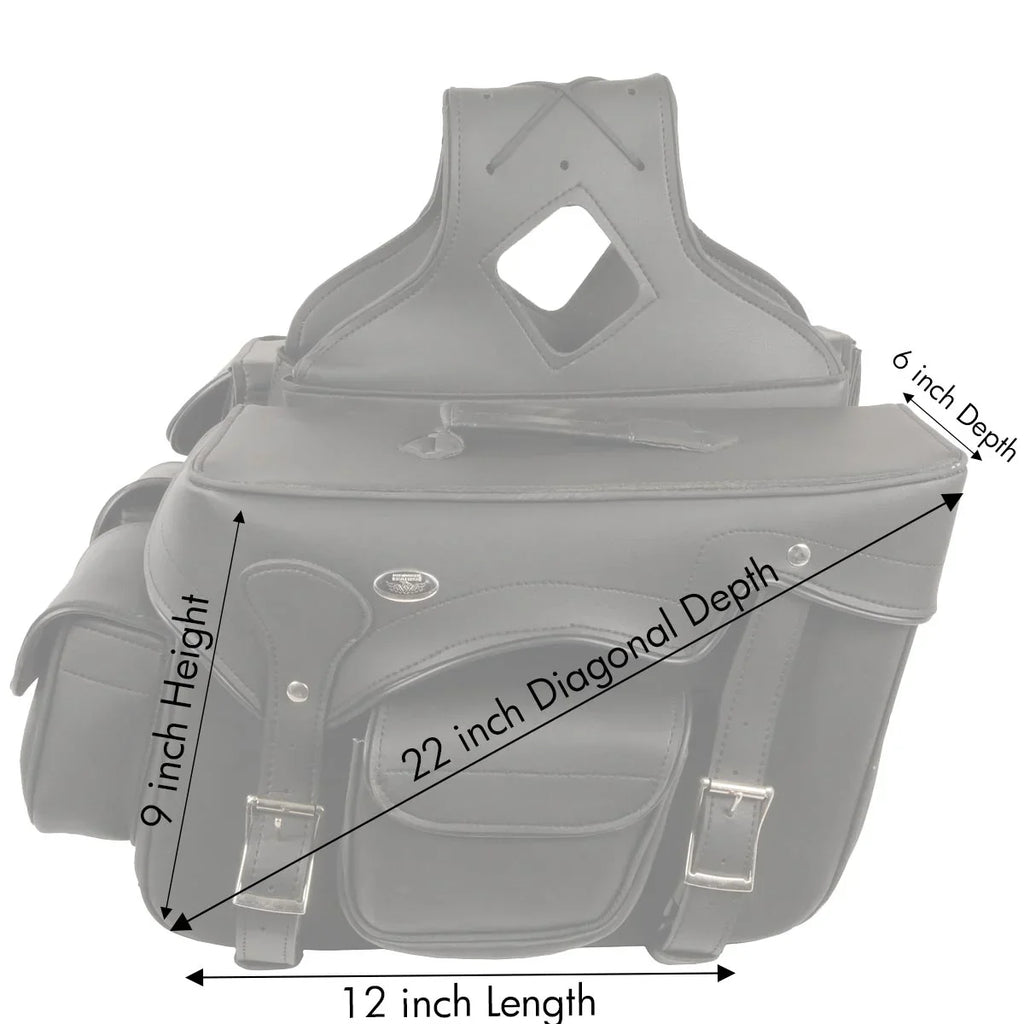 Milwaukee Leather SH66602 Zip-Off Double Pocket Studded Polyvinyl Throw Over Motorcycle Saddlebags