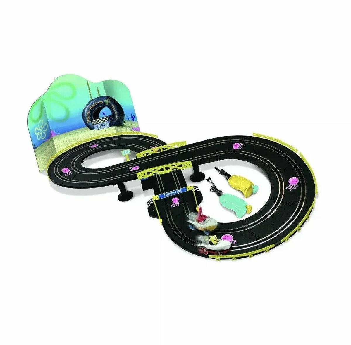 SPONGEBOB SQUAREPANTS SUPER RACE SET BOAT RACE TRACK AND RACERS
