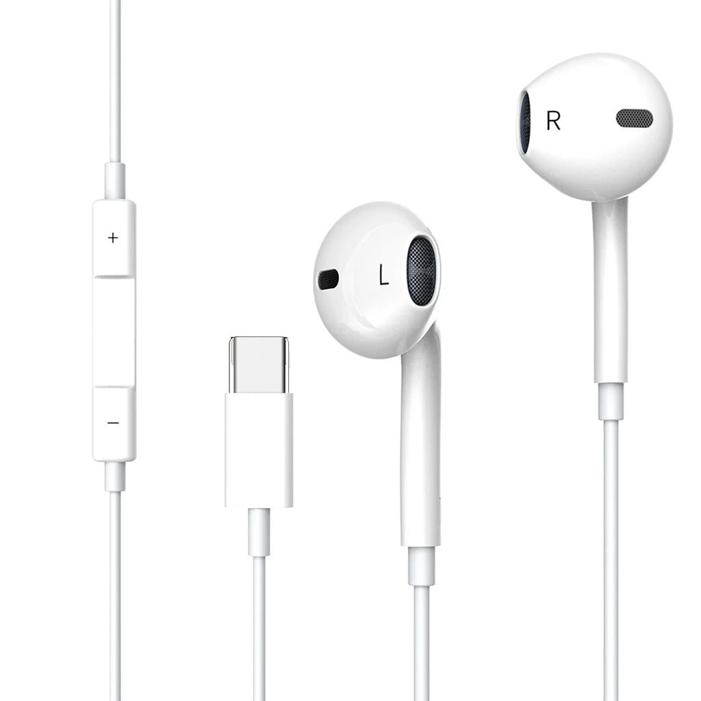 Wired USB Type-C Stereo Earbuds Headphones For iPhone 15 Pro Max,Plus,iPad Pro