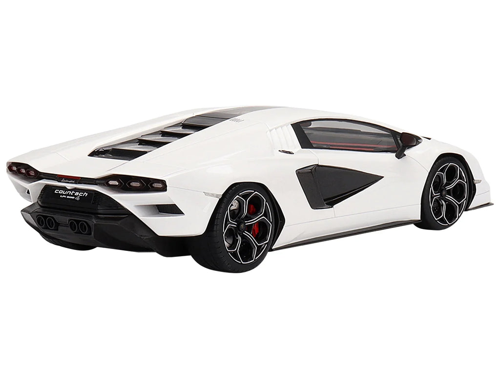 Diecast Lamborghini Countach LPI 800-4 Bianco Siderale White with Midnight Accents 1/18 Model Car by Top Speed