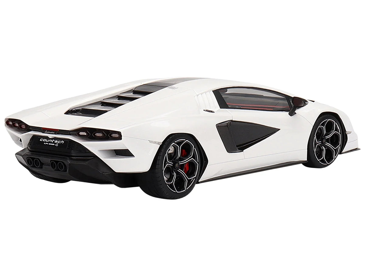 Diecast Lamborghini Countach LPI 800-4 Bianco Siderale White with Midnight Accents 1/18 Model Car by Top Speed