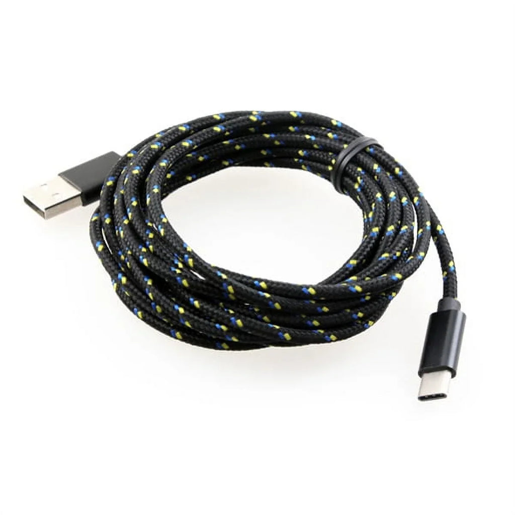Rugged Durable Canvas Case Holster Metal Belt Clip w Dark Durable Braided 10ft Long Type-C Cable Rapid Charger Sync USB Wire Y4P for Nokia 3.1 Plus - OnePlus 5T, 6, 6T, 7 Pro - Razer Phone 2