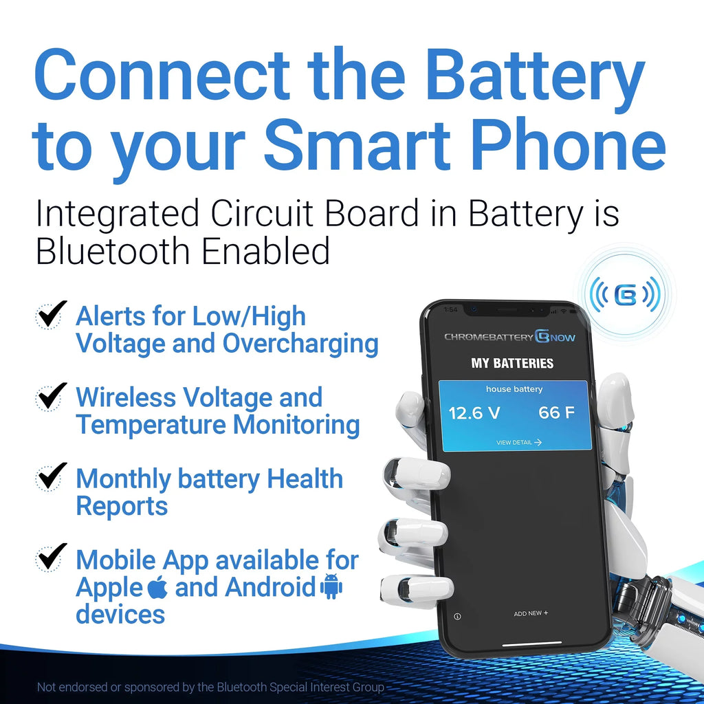 Chrome Battery Now Ytx20l-bs (20l-bs 12 Volt,18 Ah, 270 Cca) Intelligent Wireless Smartphone Connectivity AGM Battery for Personal Watercraft - Brp (sea-doo) 1500 All Models Years (1988 - 1993)