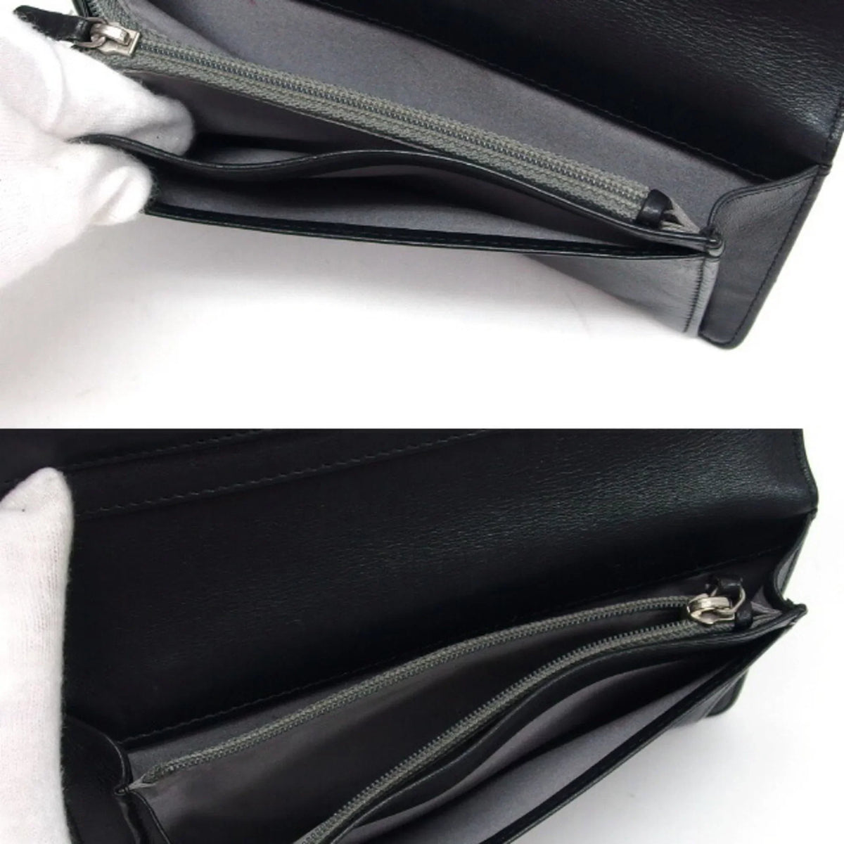 Pre-Owned Chanel camellia makeup palette bi-fold long wallet blue (Fair)