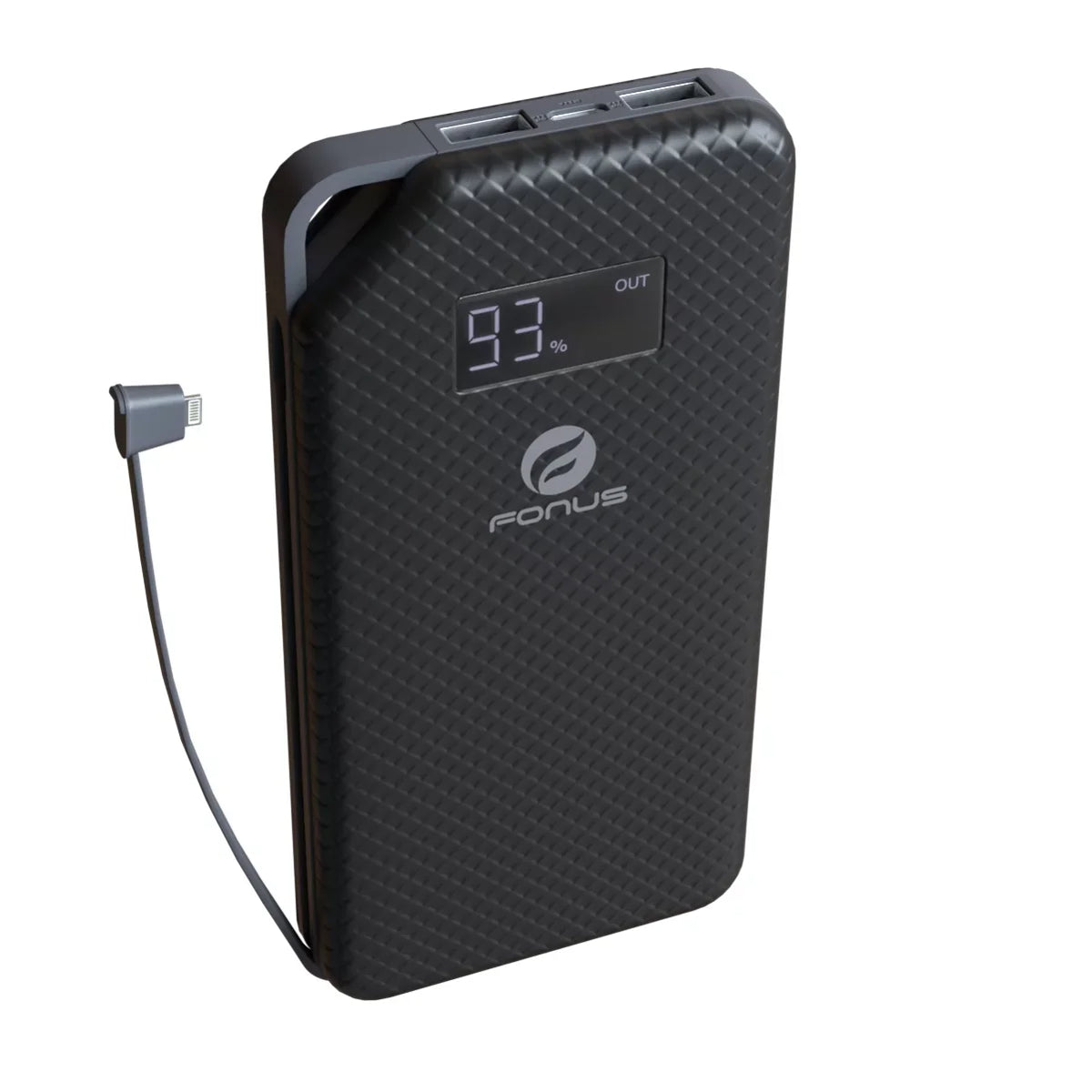 Charger 10000mAh Power Bank w Type-C Retractable USB Cable O1D for Acer Liquid Jade Primo - Alcatel PulseMix, Idol 5S 5 4S - Midnight Key2, Motion, KEYone - BLU G9 Pro, Vivo 5 - BOLD N1