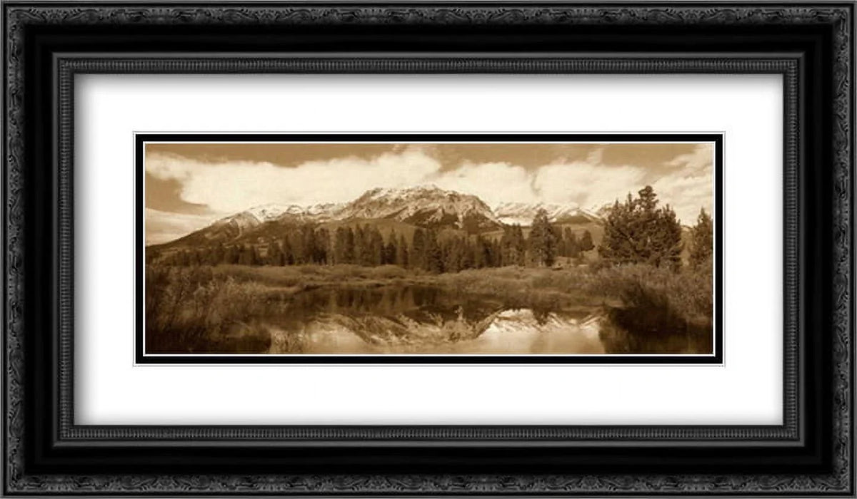 Easely Peak, Boulder Mountains, Idaho - Sepia 2x Matted 24x14 Dark Ornate Framed Art Print by Fitzharris, Tim