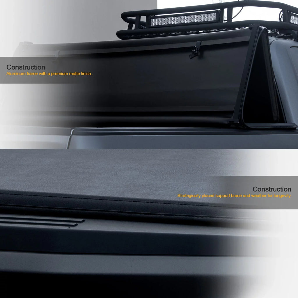 Stehlen 733469490432 Soft Tri-Fold Tonneau Cover with Truck Bed LED Lights For Ram 1500 2009-2018 / Classic 2019-2022 5.7 Feet ( 68.4" ) Short Bed