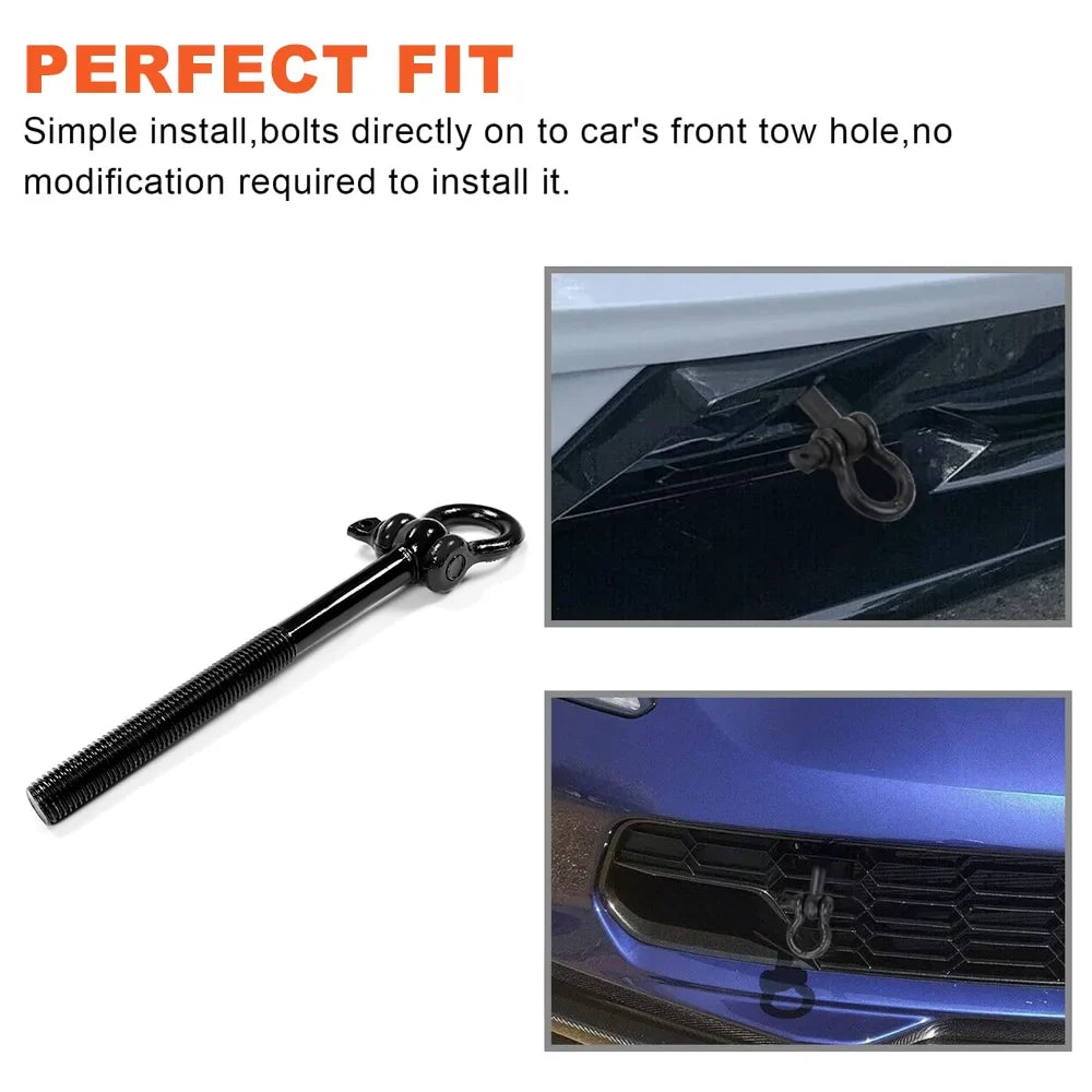 Kojem Steel Tow Hook Trailer Hitch Front Or Rear Trunk Hook for 2014-2023 Chevy Corvette C7 C8 GS Z06 ZR1 Replaces 15234068 Charcoal