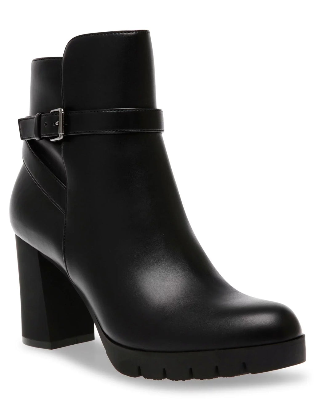 ANNE KLEIN Womens Dark Buckle Accent Cushioned Heidi Round Toe Block Heel Zip-Up Dress Booties 10.5 M