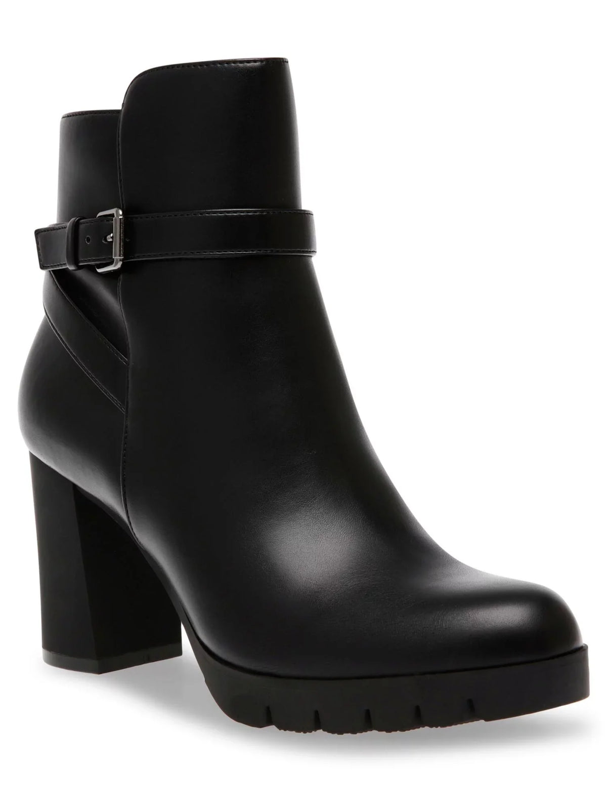 ANNE KLEIN Womens Dark Buckle Accent Cushioned Heidi Round Toe Block Heel Zip-Up Dress Booties 10.5 M