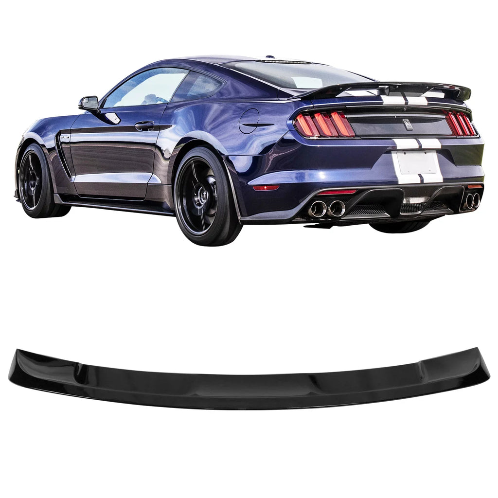 Ikon Motorsports Compatible with 15-23 Ford Mustang Coupe GT500 Style Rear Trunk Spoiler Wing Gloss Charcoal - ABS 2015 2016 2017 2018 2019 2020
