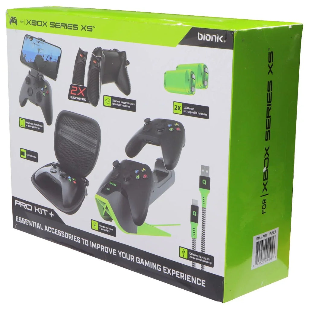 Bionik Pro Kit Accessories + for XBOX Series XS - Neon Green / Charcoal NEW