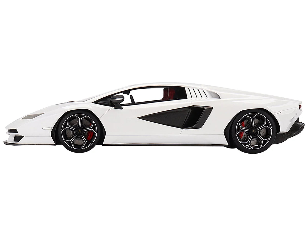 Diecast Lamborghini Countach LPI 800-4 Bianco Siderale White with Midnight Accents 1/18 Model Car by Top Speed