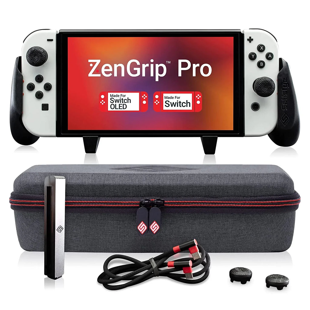 Satisfye ZenGrip Pro Gen 3 OLED Elite Bundle, Accessories Compatible with Switch - The Bundle includes: Grip, Elite Case and a Low Profile USB C-C Cable. BONUS: 2 Thumbsticks+1 JoyCon Rail