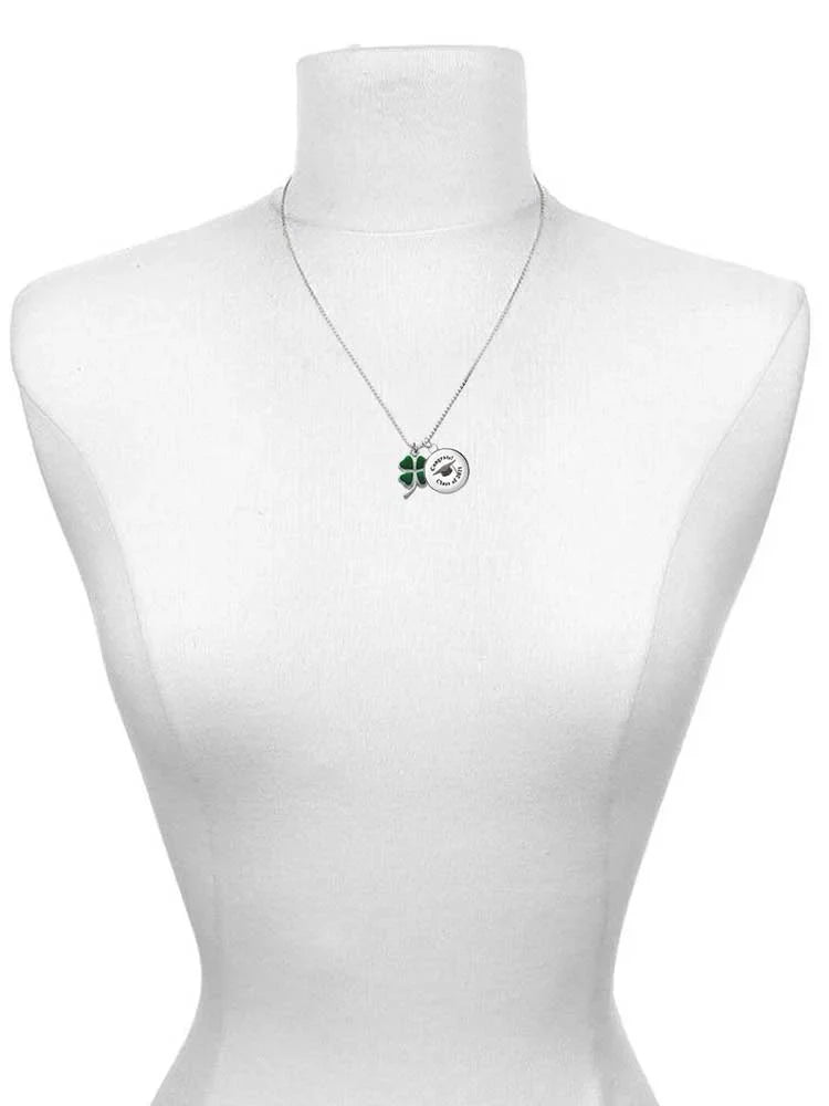 Delight Jewelry Silvertone Green Four Leaf Clover with Heart Leaves Dome Teachers Can Do Virtually Anything Onyx Rubber Charm Bracelet