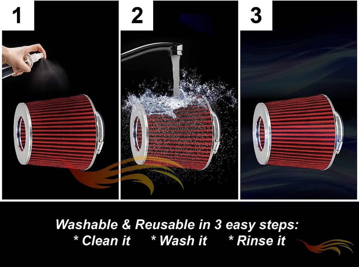 Rtunes Racing Cold Air Intake Kit + Filter Combo RED Compatible For 96-05 Chevy S10 / Blazer 4.3L / 96-05 GMC Sonoma/Jimmy 4.3L / 97-00 Isuzu Hombre / 96-01 Oldsmobile Bravada 4.3L