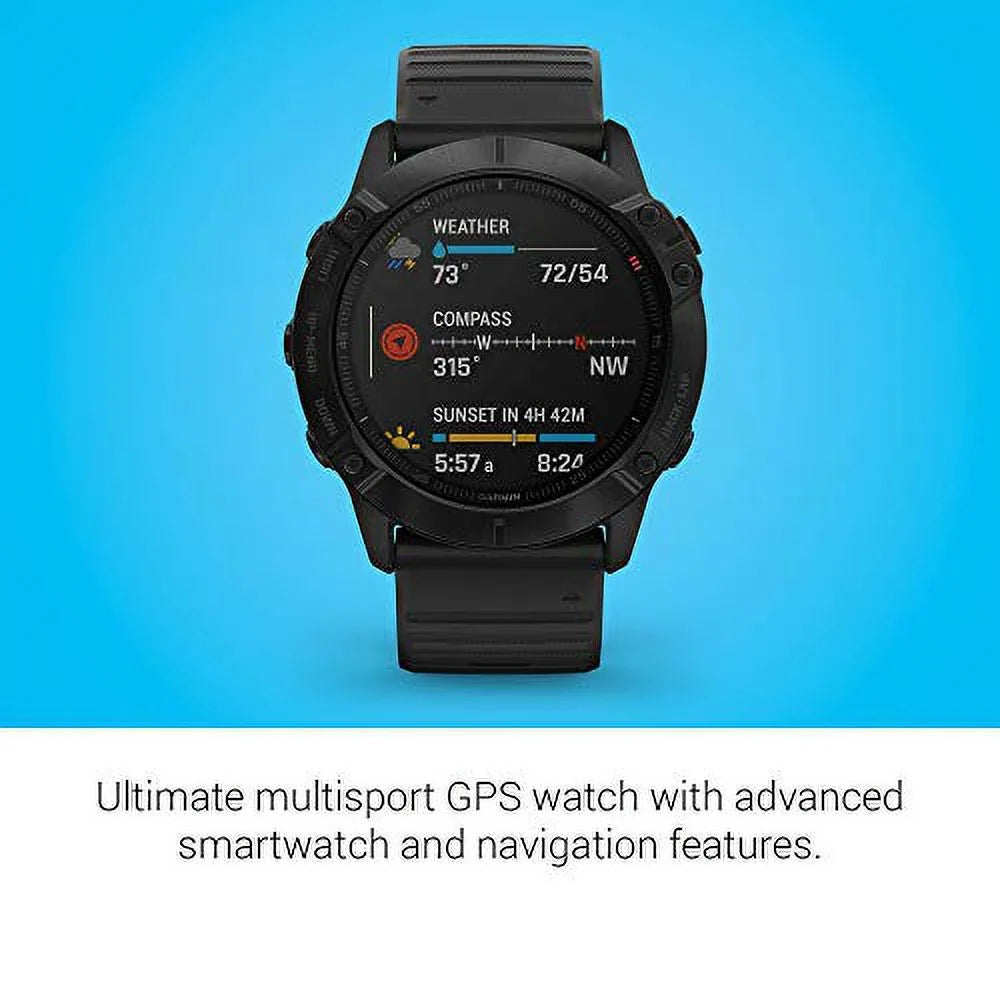Garmin 010-02157-00 Fenix 6X Pro, Premium Multisport GPS Watch, Features Mapping, Music, Grade-Adjusted Pace Guidance and Pulse Ox Sensors, Charcoal
