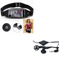 Charcoal Sport Workout Belt Waist Bag Case w Headset OEM 3.5mm Handsfree Earphones A6Z for ASUS ZenFone Max Plus M1, ROG Phone, AR 5z 4 Pro 3 Max 2E 2 - Charcoal Z30, Priv, DTek50, Leap, Motion