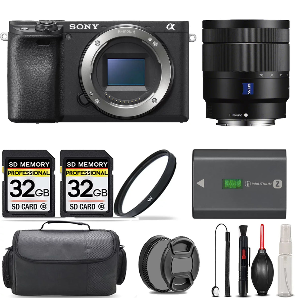 Sony a6400 Mirrorless Camera + 16-70mm f/4 ZA OSS Lens + UV Filter + 64GB + Handbag And More!