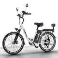 Cityscape Electric Bike for Adults 48V 20Ah 500W Removable Battery, 22MPH Shi-mano 7-Speed, 24" Electric Cruiser Commuter Bike, City E-bike White