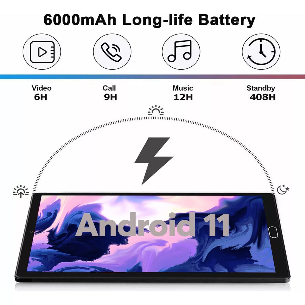 10 Centimeter Tablet Android 11 Tablets with Keyboard, 4GB RAM 64GB ROM 128GB Expand, 5G/2.4G Wi-Fi, HD IPS Display, 6000mAh Tablet PC with Case,Mouse,GMS Charcoal