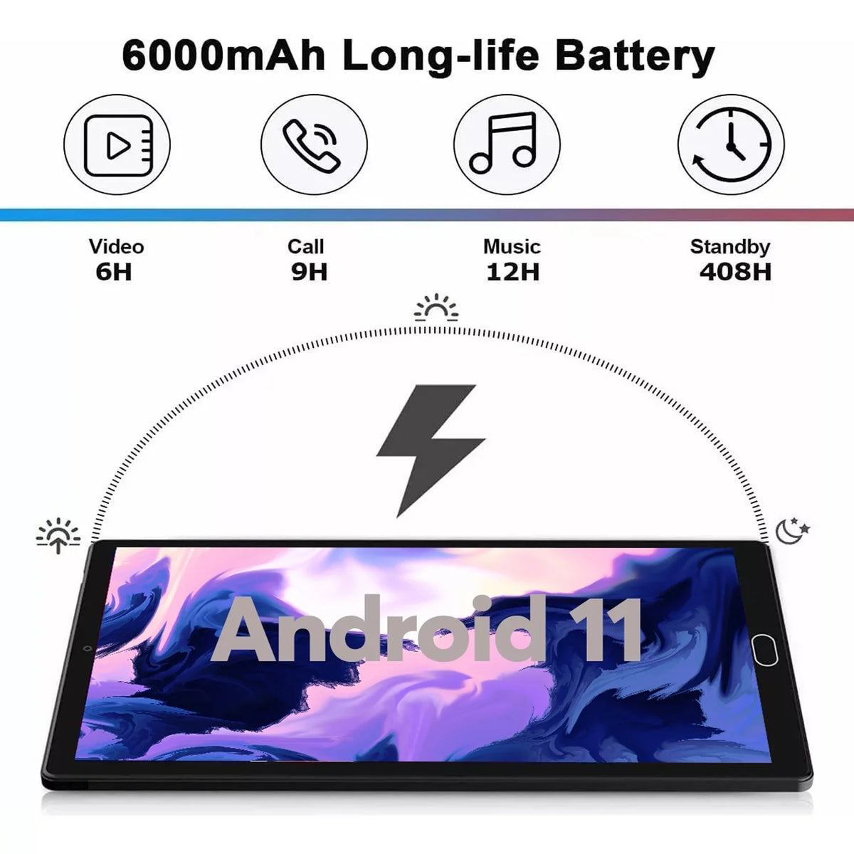 10 Centimeter Tablet Android 11 Tablets with Keyboard, 4GB RAM 64GB ROM 128GB Expand, 5G/2.4G Wi-Fi, HD IPS Display, 6000mAh Tablet PC with Case,Mouse,GMS Charcoal