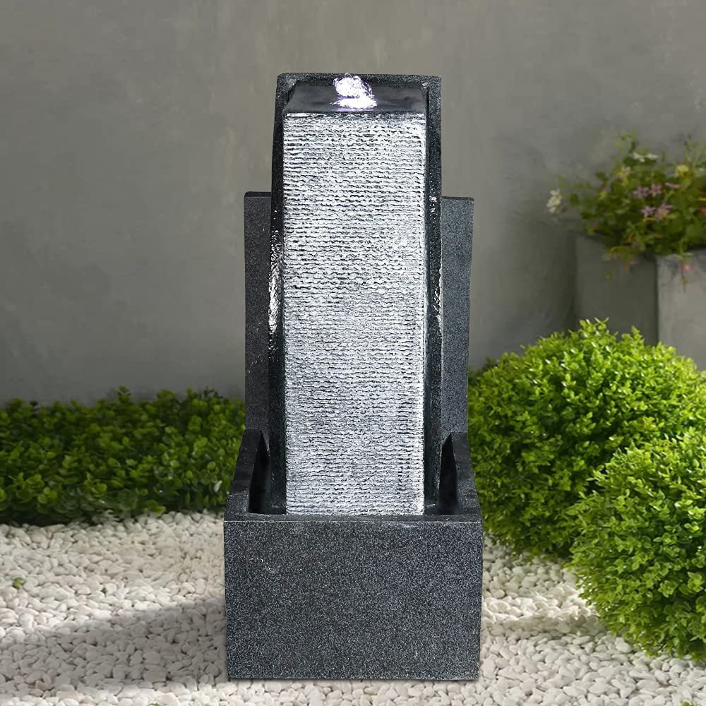 Sportaza Centimeter Cascading Water Fountain with Led Lights Indoor/Outdoor Modern Sphere & Column Water Feature for Office Home Garden Patio Decor
