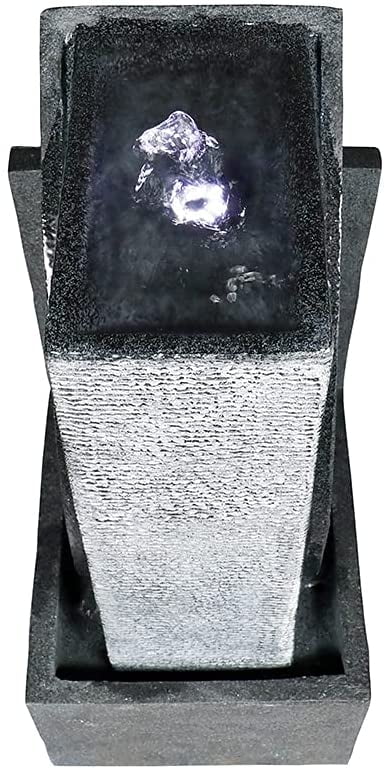 Sportaza Centimeter Cascading Water Fountain with Led Lights Indoor/Outdoor Modern Sphere & Column Water Feature for Office Home Garden Patio Decor