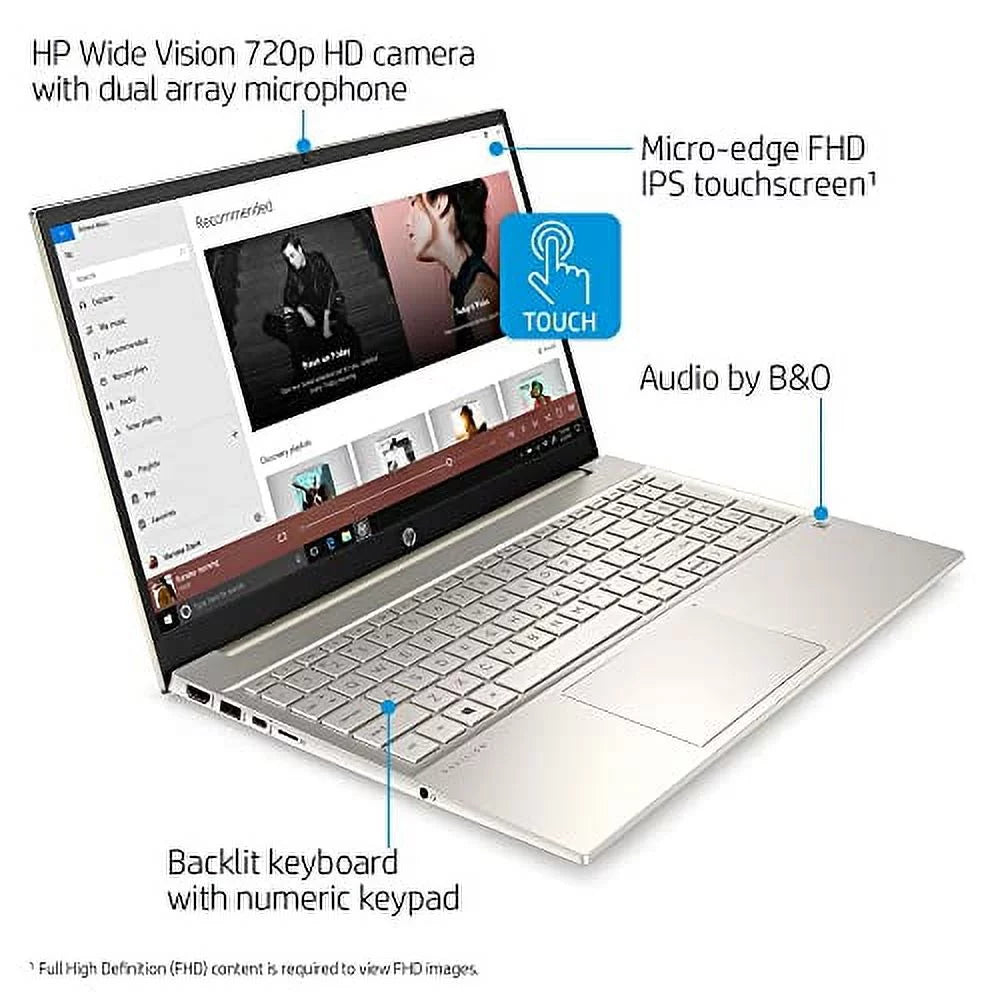 HP Pavilion 15-EG00 Laptop 2021 New, 15.6" FHD IPS Touchscreen, Intel i7-1165G7 4-Core, Iris Xe Graphics, 16GB DDR4, 512GB SSD, Backlit Keyboard, Wi-Fi 6, Card Reader, Win10 Pro, COU 32GB USB