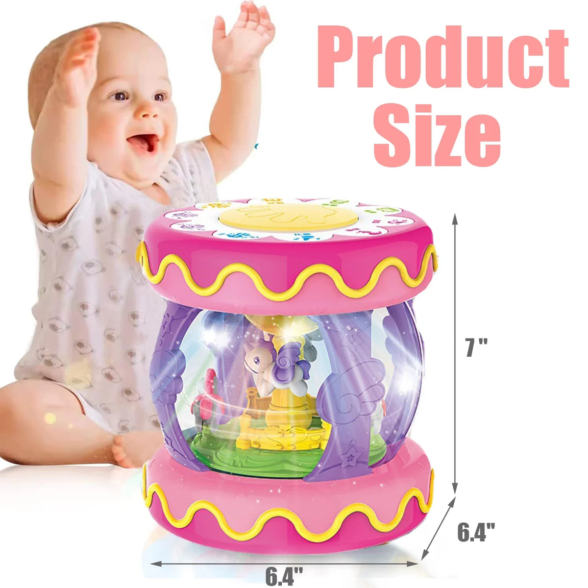 Sytle-Carry Baby Toys 6 to 12 Months, Musical Learning Infant Toys 12-18 Months, Baby Unicorn Rotating Light Up Toys for Toddlers 1 2 3+ Years Old Boys Girls