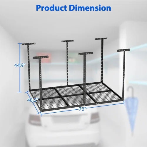4x6ft Overhead Garage Storage Rack,Adjustable Garage Storage Organization Systerm,Heavy Duty Metal Garage Ceiling Storage Racks,560lbs Weight Midnight