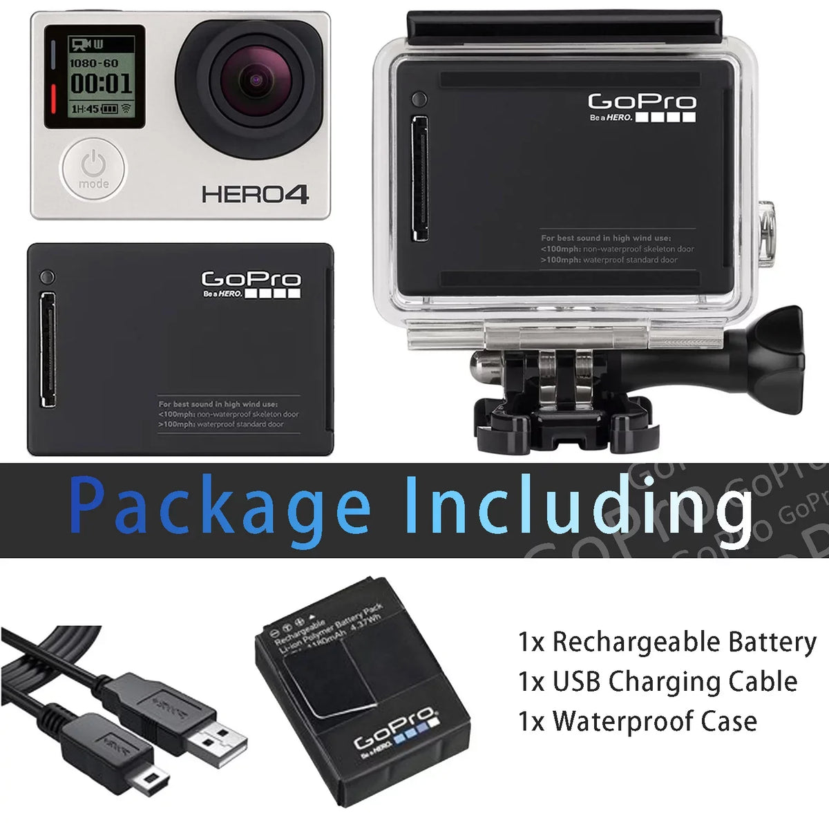 Restored GoPro Hero 4 Dark Edition 12MP Waterproof Sports & Action Camera Camcorder 40m/131ft Underwater Waterproof Surf Diving Camera With Waterproof Housing Case (Refurbished)