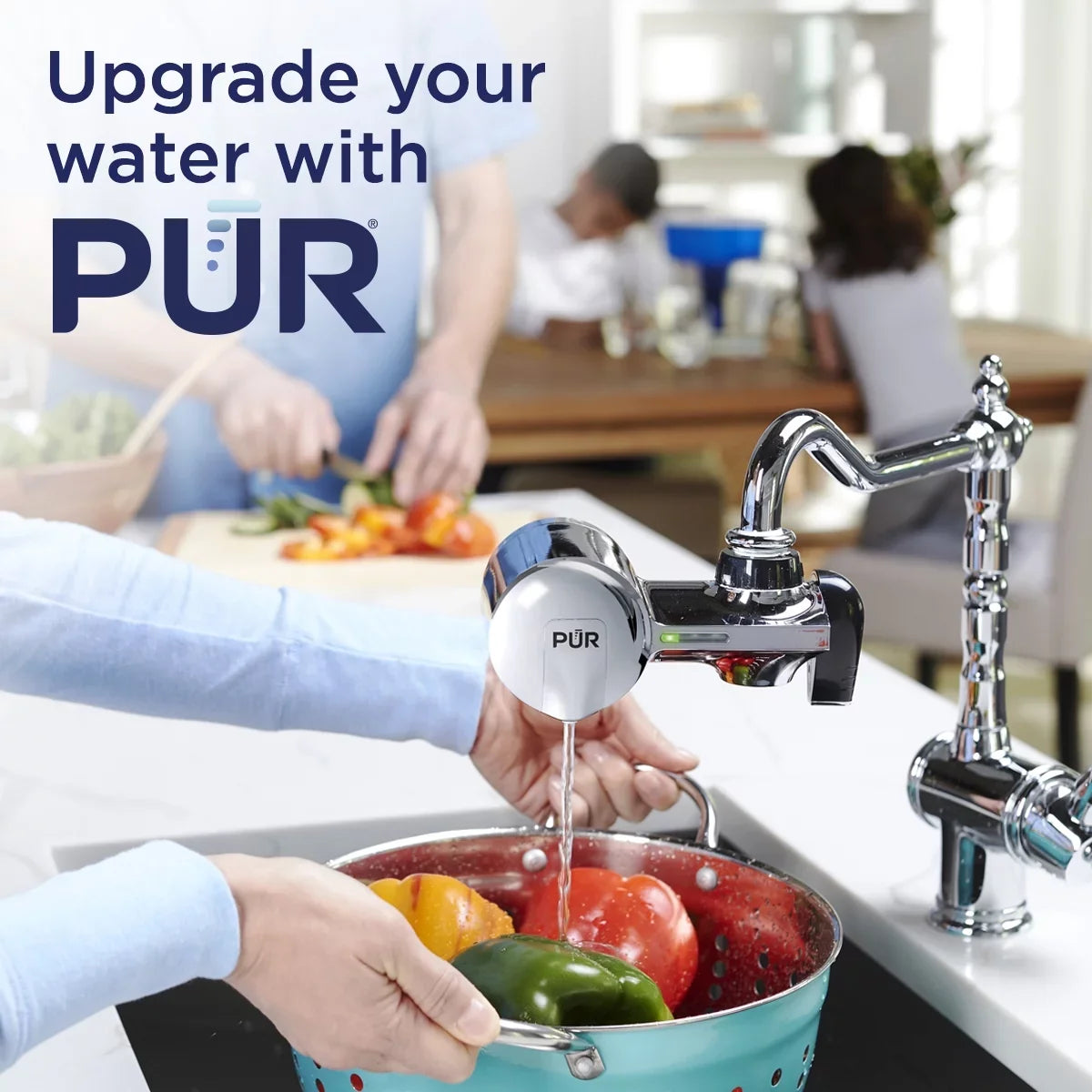 PUR PLUS Faucet Mount Water Filtration System, Horizontal, Chrome, PFM400H