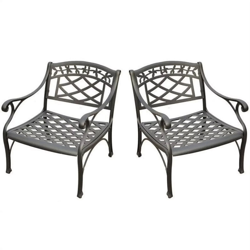 Afuera Living Taditional Metal Patio Club Chair in Charcoal Onyx (Set of 2)