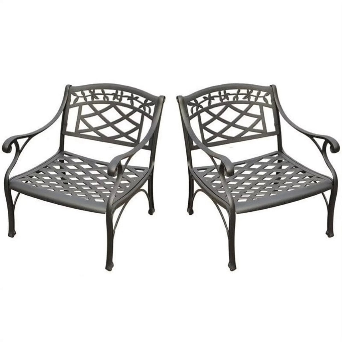 Afuera Living Taditional Metal Patio Club Chair in Charcoal Onyx (Set of 2)