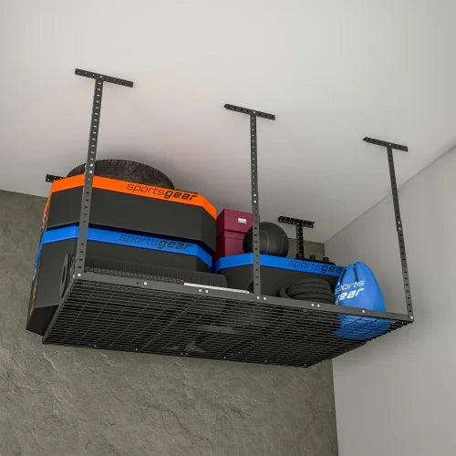 4x6ft Overhead Garage Storage Rack,Adjustable Garage Storage Organization Systerm,Heavy Duty Metal Garage Ceiling Storage Racks,560lbs Weight Midnight