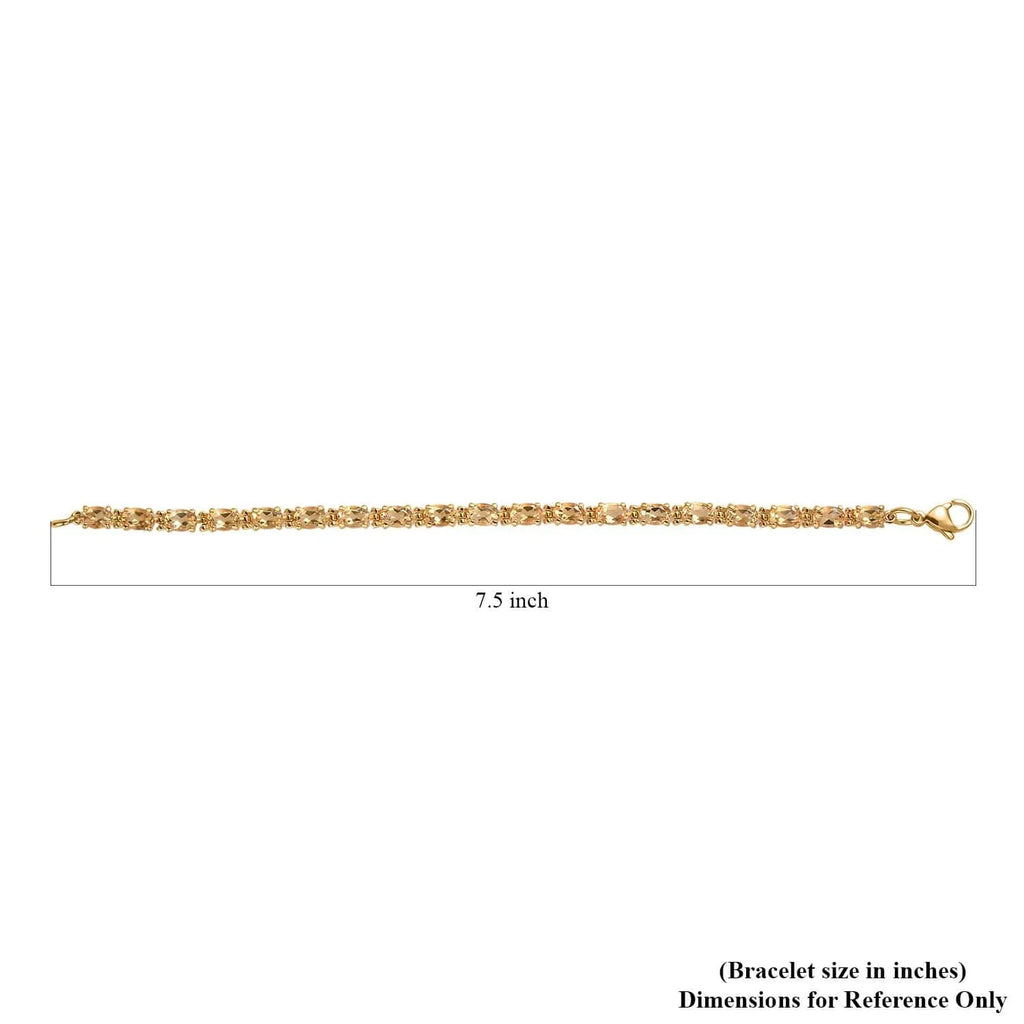 Shop LC Citrine Oval Stainless Steel Yellow Gold Ion Plated Bracelet for Women Jewelry Size 7.25" Ct 7.38 Birthday Gifts