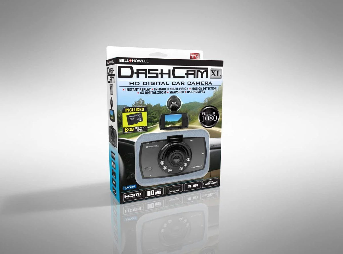 Bell & Howell Dash Cam XL - HD Digital Car Camera - 170 Wide Angle View and Super Infrared Night Vision - Full HD 1080P Built-in Motion Sensor 4X Digital Zoom - 8GB MicroSD Card Included