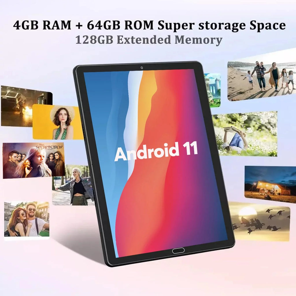 10 Centimeter Tablet Android 11 Tablets with Keyboard, 4GB RAM 64GB ROM 128GB Expand, 5G/2.4G Wi-Fi, HD IPS Display, 6000mAh Tablet PC with Case,Mouse,GMS Charcoal