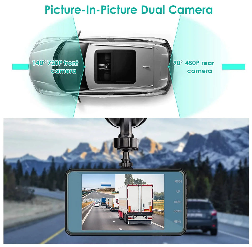 Car Dash Camera, iMounTEK Front and Rear Dual Dash Cam, 170° Super Wide Angle, Inch Screen, G-Sensor, Parking Monitor, Motion Detection