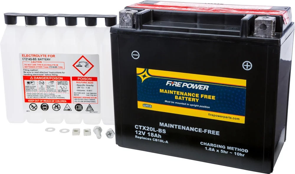 Fire Power Maintenance Free Battery CTX20L-BS Compatible With Bombardier Outlander 400 H.O. 2X4 [IRS] 2003-2004