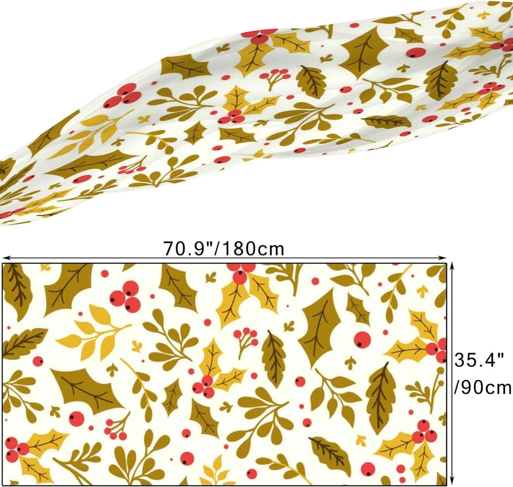 Hyjoy Christmas Leaf Flower Long Silk Neck Scarf Lightweight Shawl Wrap Scarves for Women Girls