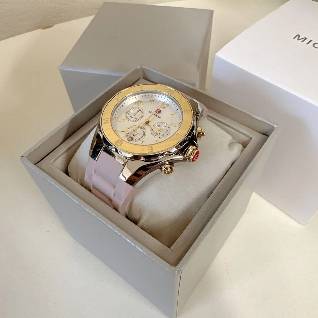 Michele MWW12F000105 Jelly Bean Tahitian Two Tone Gold Silver Pink Watch