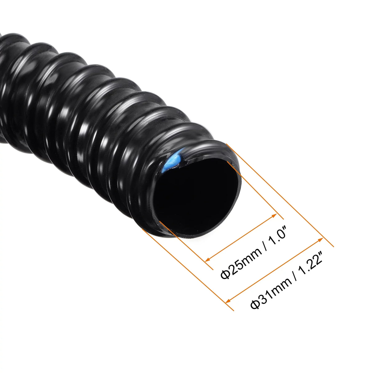1 Centimeter ID Wavy Pond Pipe Dark Polyvinyl Tube Aquarium Hose, 10ft