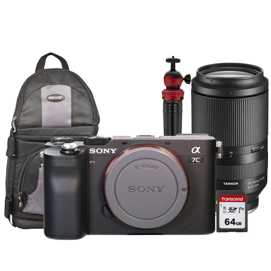 Sony Alpha a7C Full-Frame Mirrorless Camera Onyx with Tamron 70-180mm Di III VXD Lens Accessory Kit