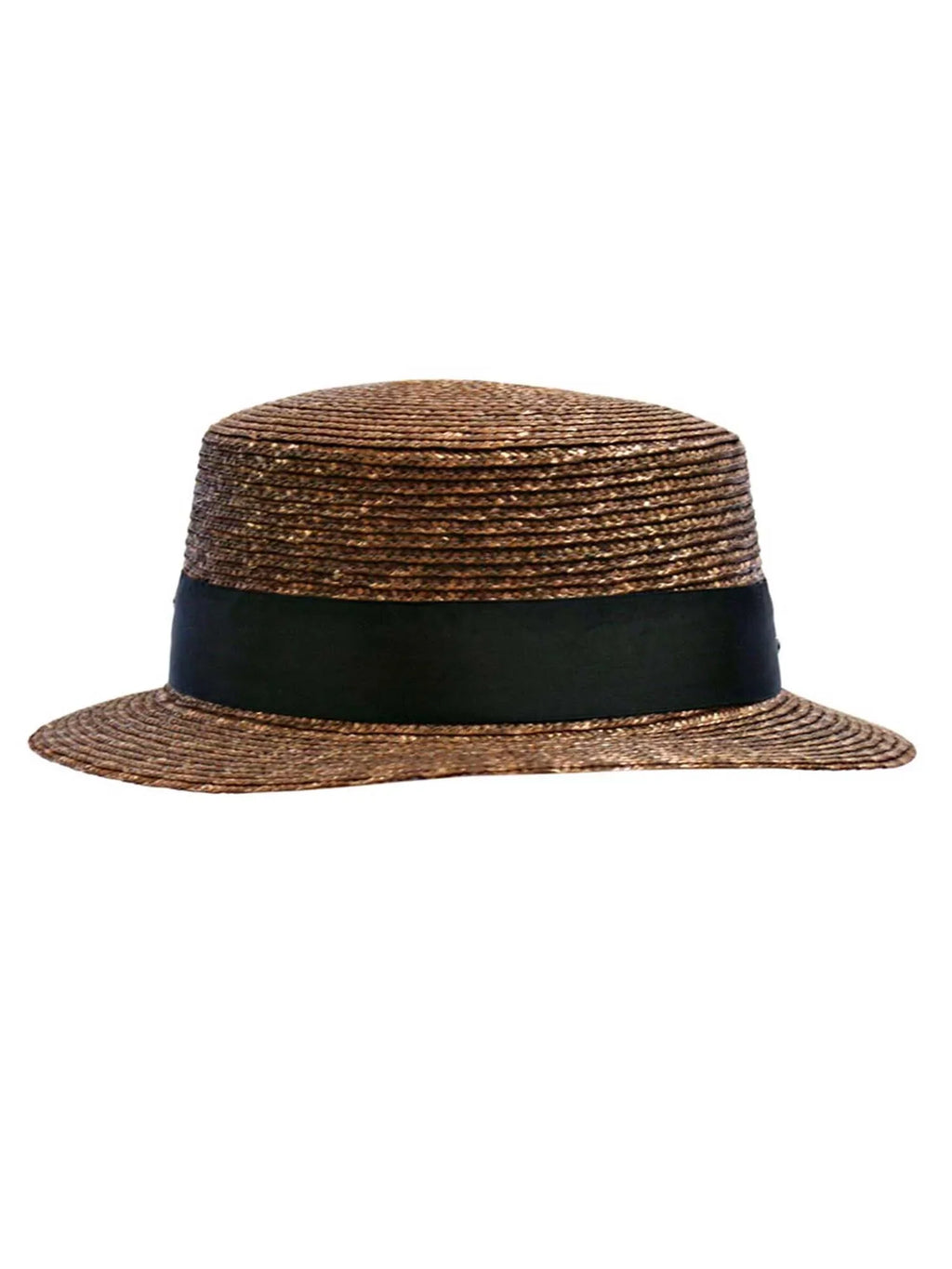 Brown Straw Sun Hat With Dark Rhinestone Band
