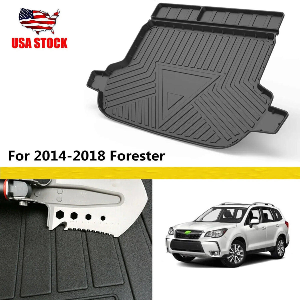 Trunk Liner TPO Cargo Mats for 2014-2018 Subaru Forester Reliable Protection