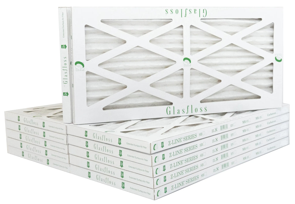 Glasfloss 13x20x1 - MERV 10 -Qty:12 - Furnace Air Filter - Made in USA (Actual Size: 12.5 x 19.5x7/8 Unit